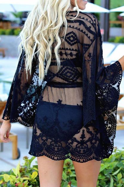 Mesh Lace Crochet Cover-up Dress