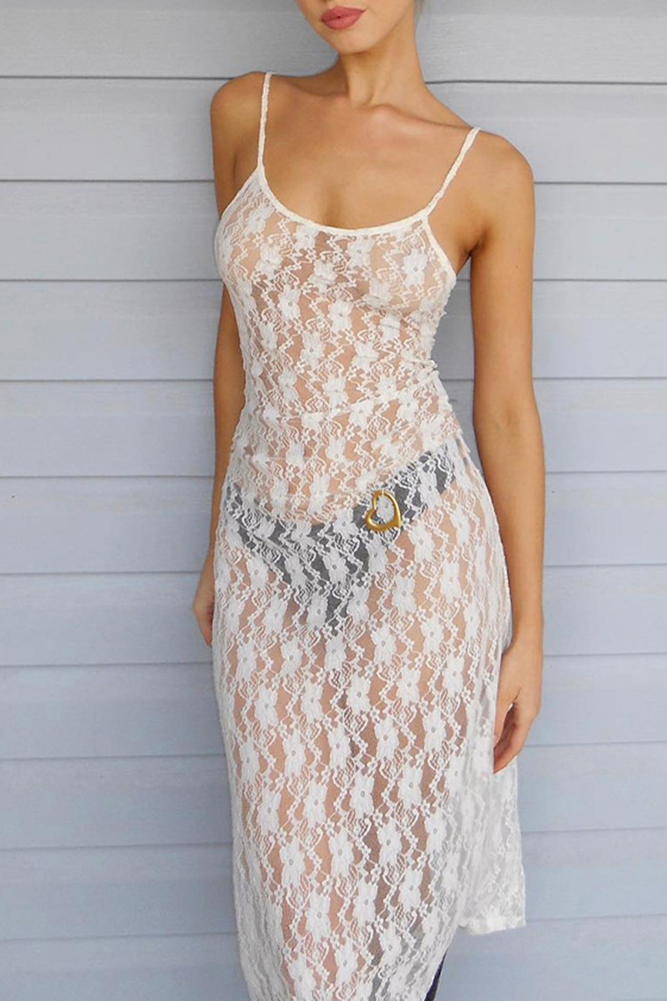 Mesh Petal Embroidery Tie-back Cover-up Dress