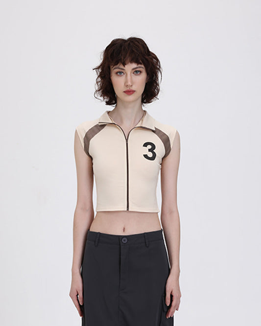 Number 3 Retro Zip Top