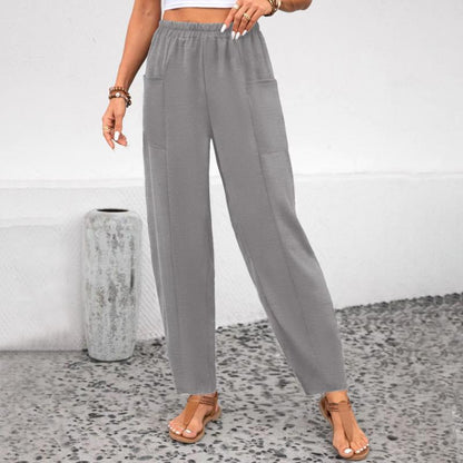 Casual Solid Color Trousers Gray best Best Sellings bottoms clothes pants Sale Topseller