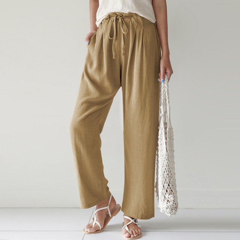 【Cotton And Linen】Casual Straight Trousers Khaki best Best Sellings bottoms clothes Cotton and Linen pants Plus Size Sale Topseller