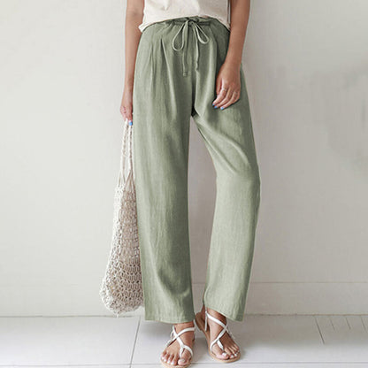 【Cotton And Linen】Casual Straight Trousers Green best Best Sellings bottoms clothes Cotton and Linen pants Plus Size Sale Topseller