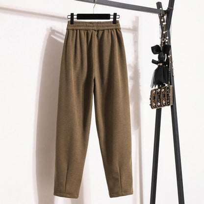 Solid Colour Warm Trousers