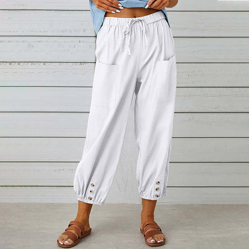 【Cotton And Linen】Casual Comfortable Trousers White best Best Sellings bottoms clothes Cotton And Linen pants Sale Topseller