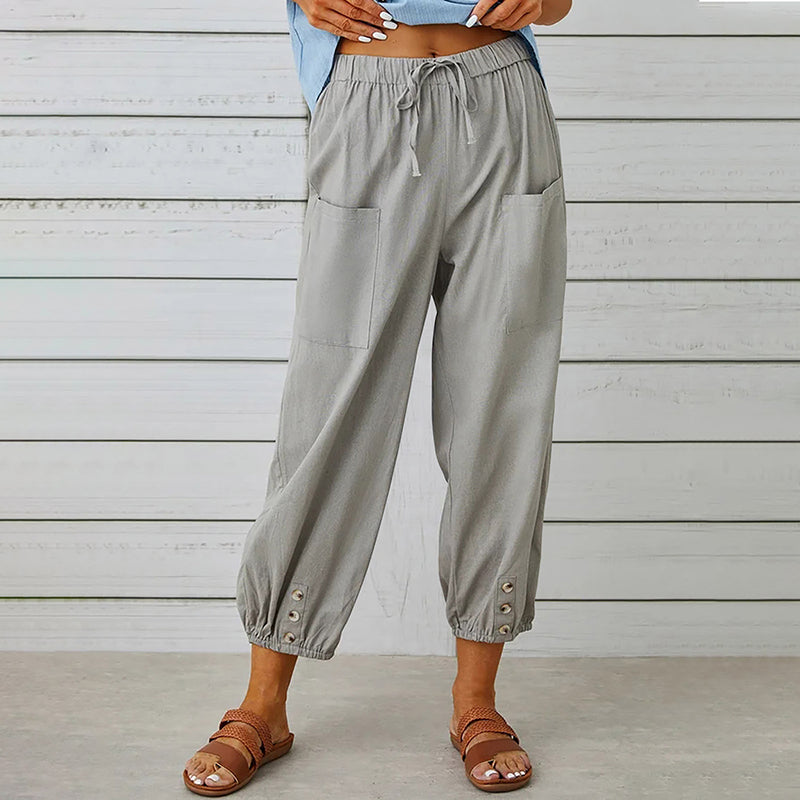 【Cotton And Linen】Casual Comfortable Trousers Light Gray best Best Sellings bottoms clothes Cotton And Linen pants Sale Topseller