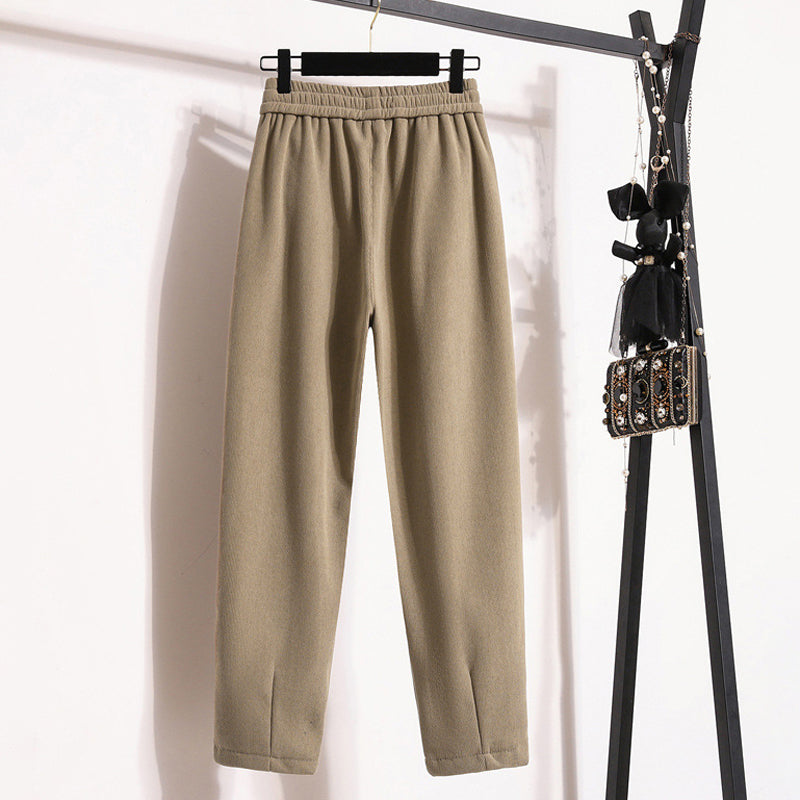 Solid Colour Warm Trousers