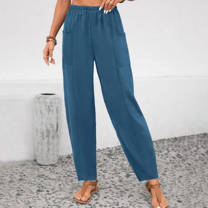 Casual Solid Color Trousers Blue best Best Sellings bottoms clothes pants Sale Topseller