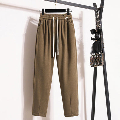 Solid Colour Warm Trousers Coffee best Best Sellings bottoms clothes pants Sale Topseller