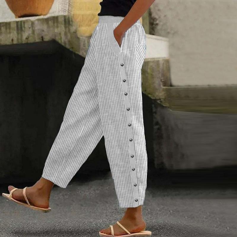 Casual Striped Trousers Gray best Best Sellings bottoms clothes pants Plus Size Sale Topseller