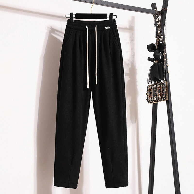 Solid Colour Warm Trousers Black best Best Sellings bottoms clothes pants Sale Topseller