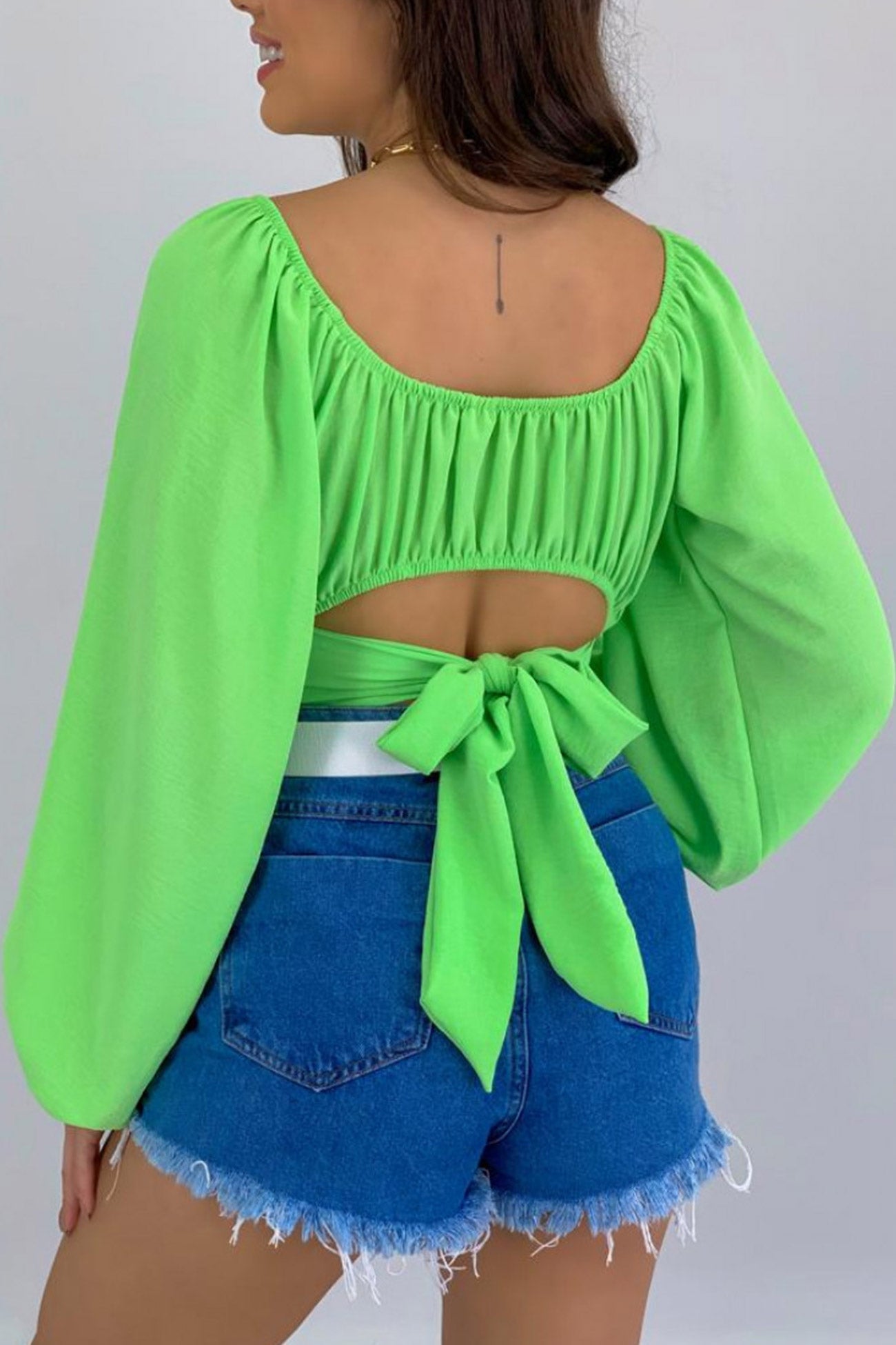 Off Shoulder Puff Sleeve Crop Top