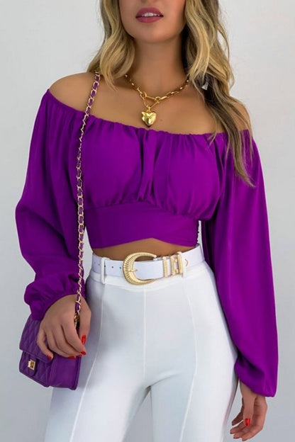 Off Shoulder Puff Sleeve Crop Top