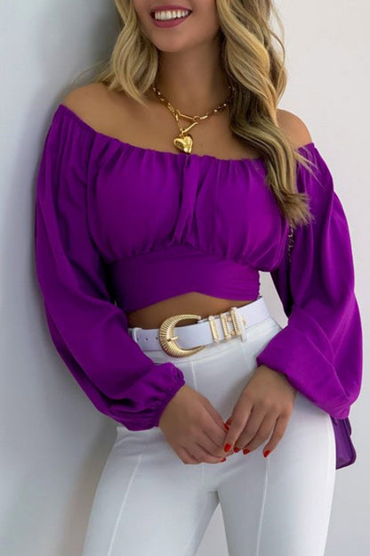 Off Shoulder Puff Sleeve Crop Top