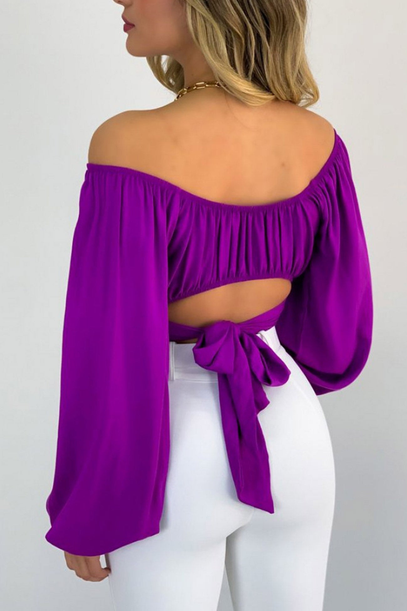 Off Shoulder Puff Sleeve Crop Top