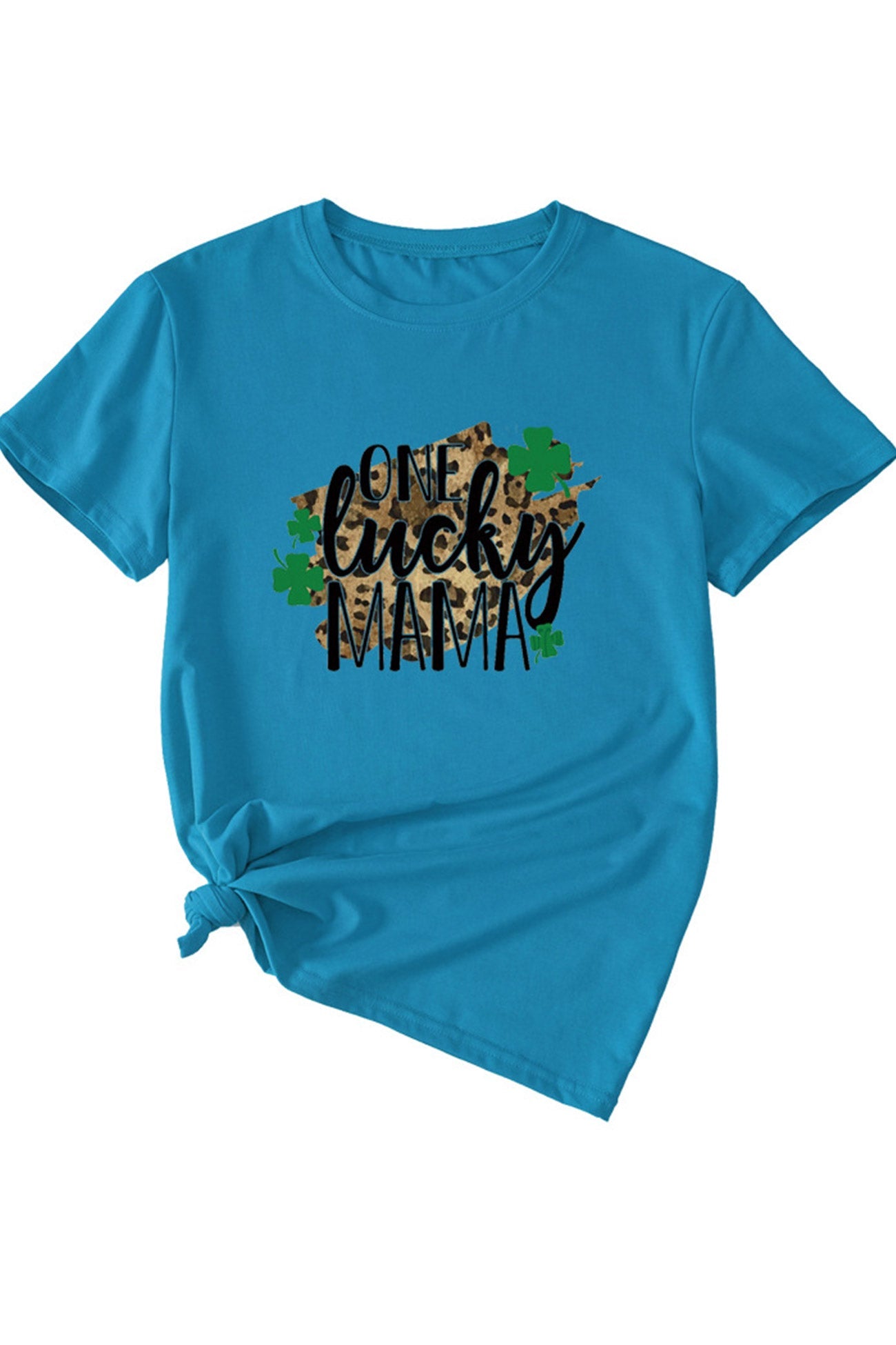 One Lucky Mama Leopard Graphic T-shirt