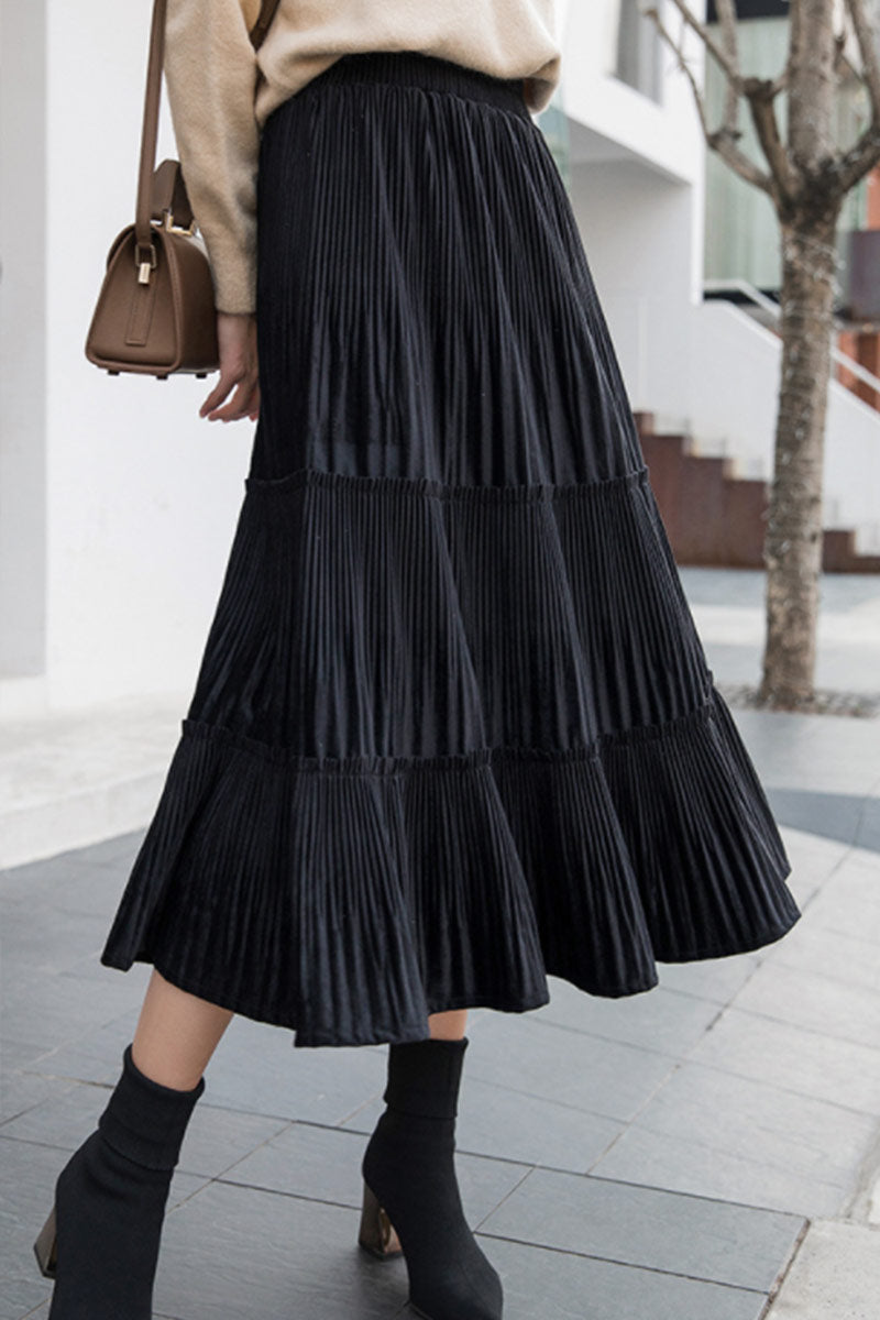 Pleuche Pleated Skirt