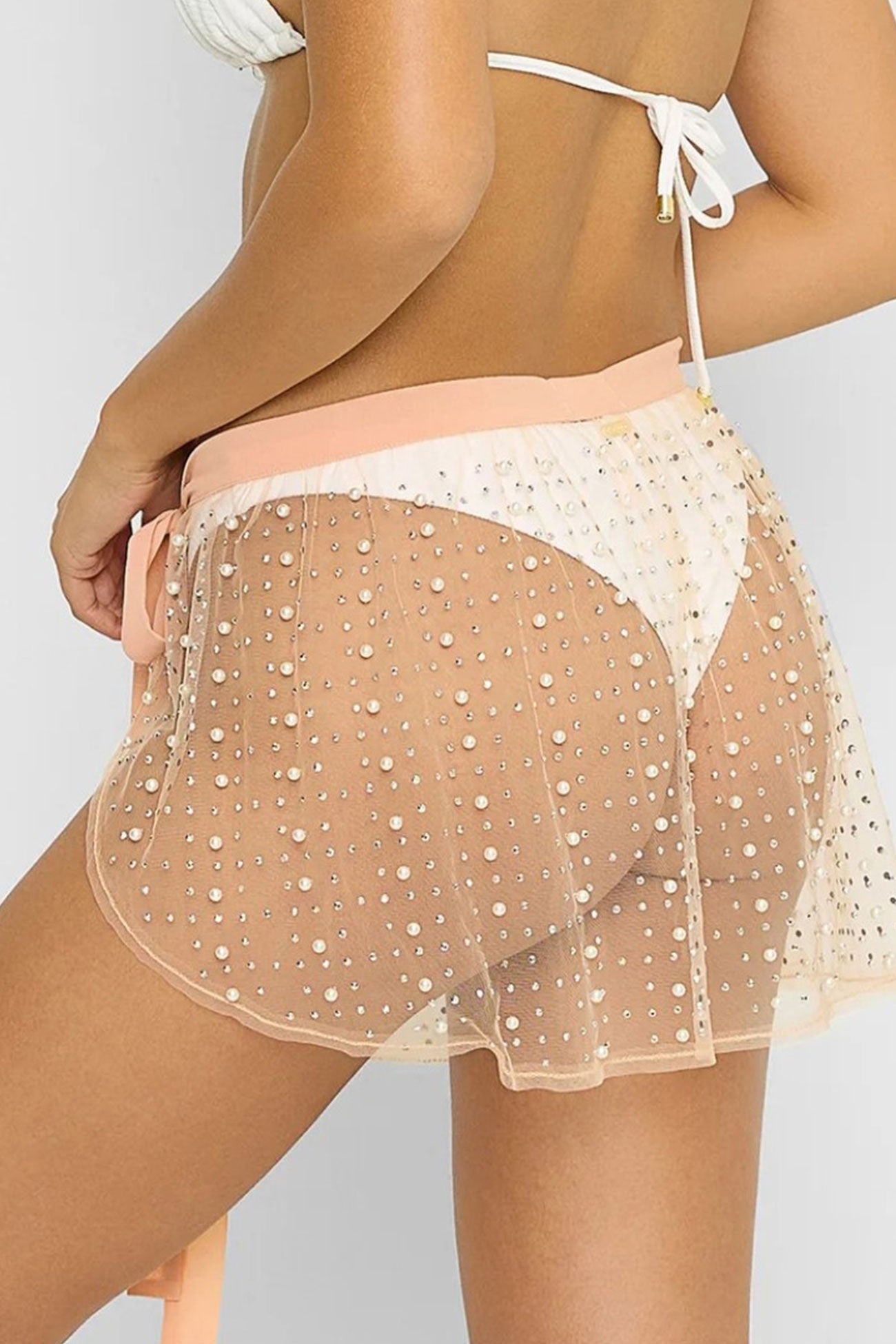 Pearl Strappy Cover-up Mini Skirt