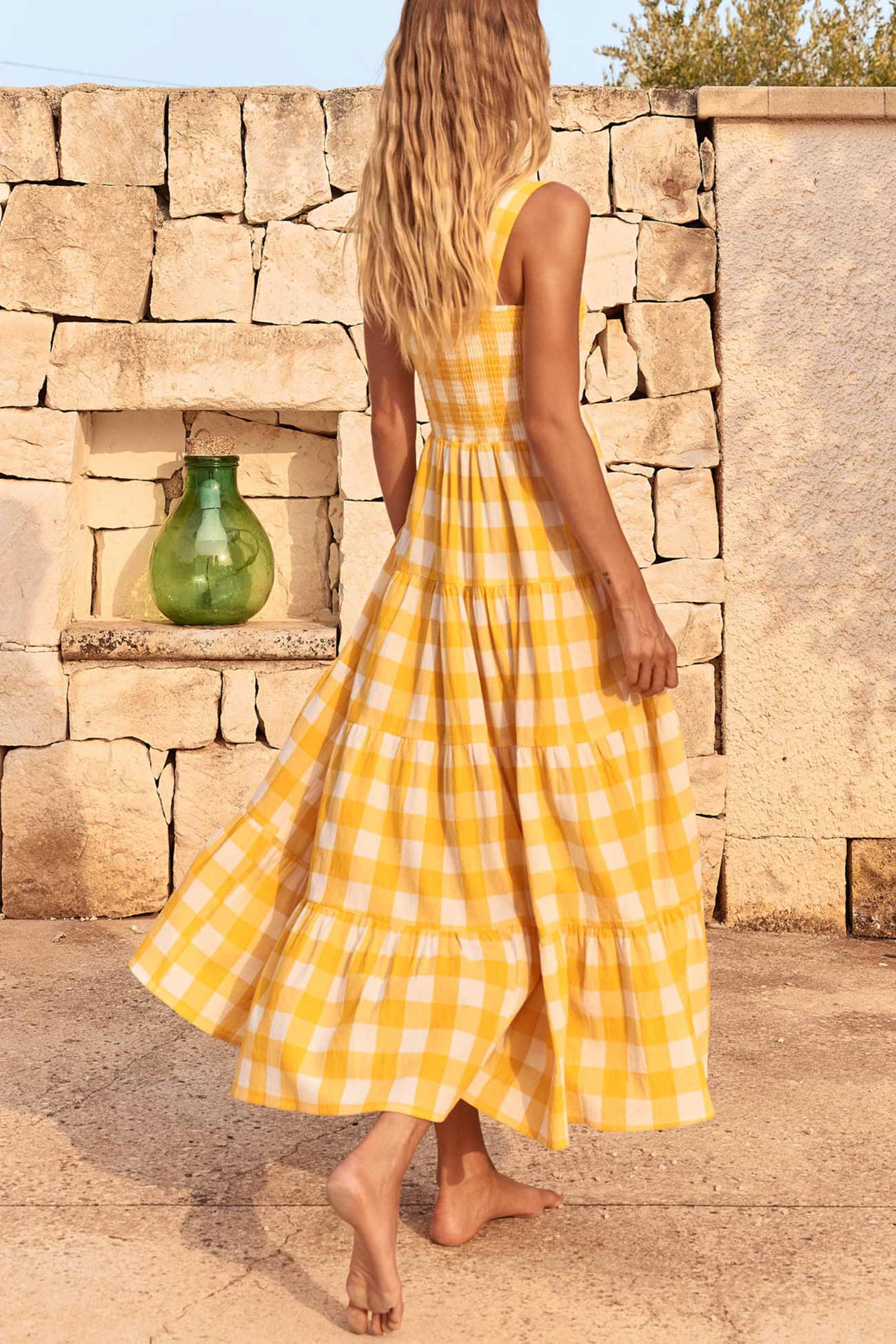 Plaid Print Tiered Cami Dress