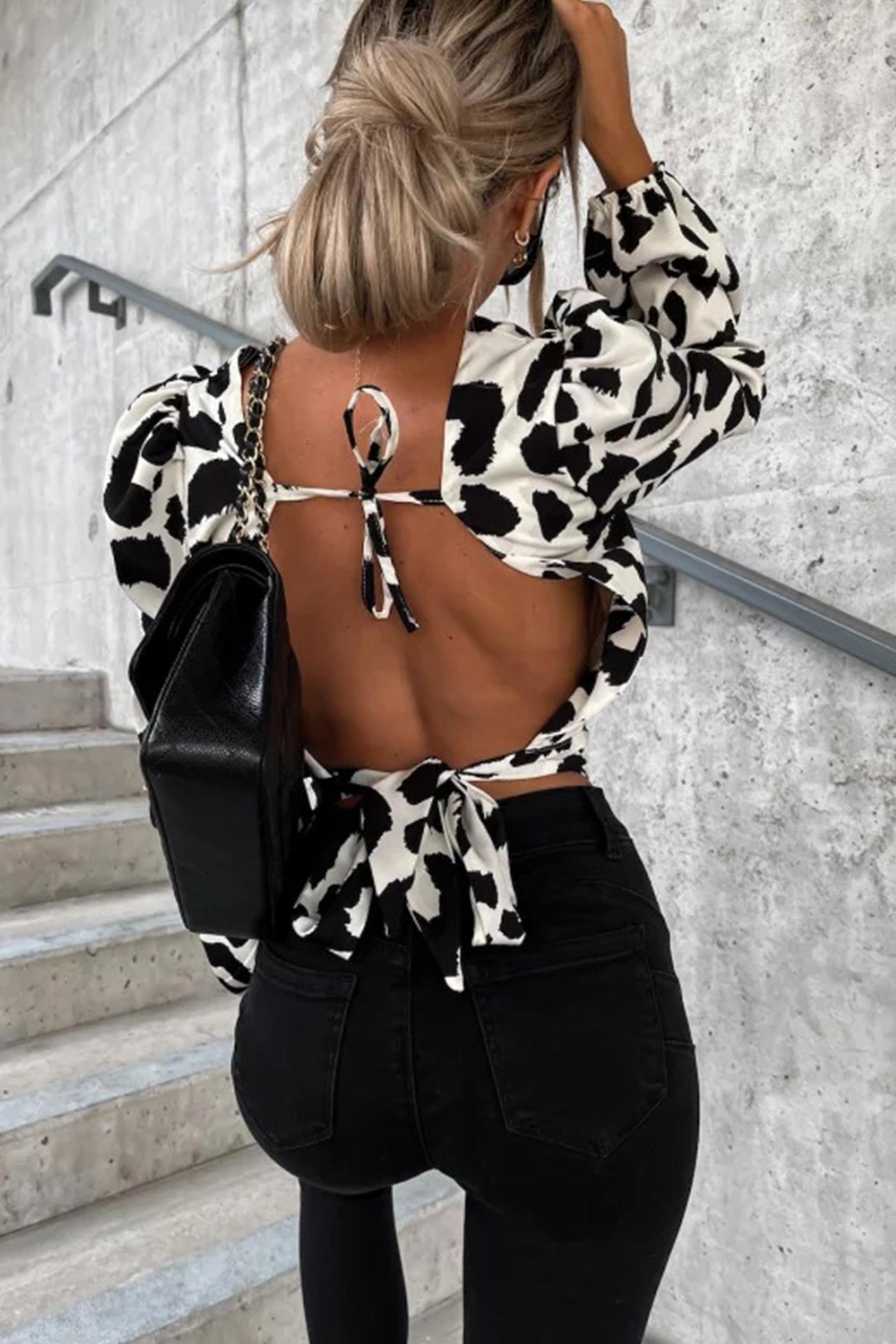 Printed Tie Back Backless Tops