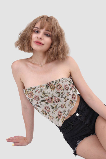 Printed Panelled Tube Top