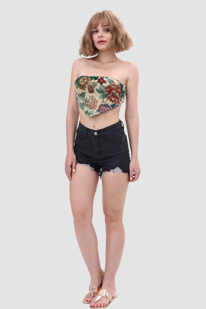 Printed Panelled Tube Top