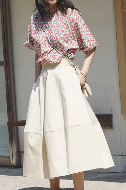 Red Cutout Floral Print Shirt