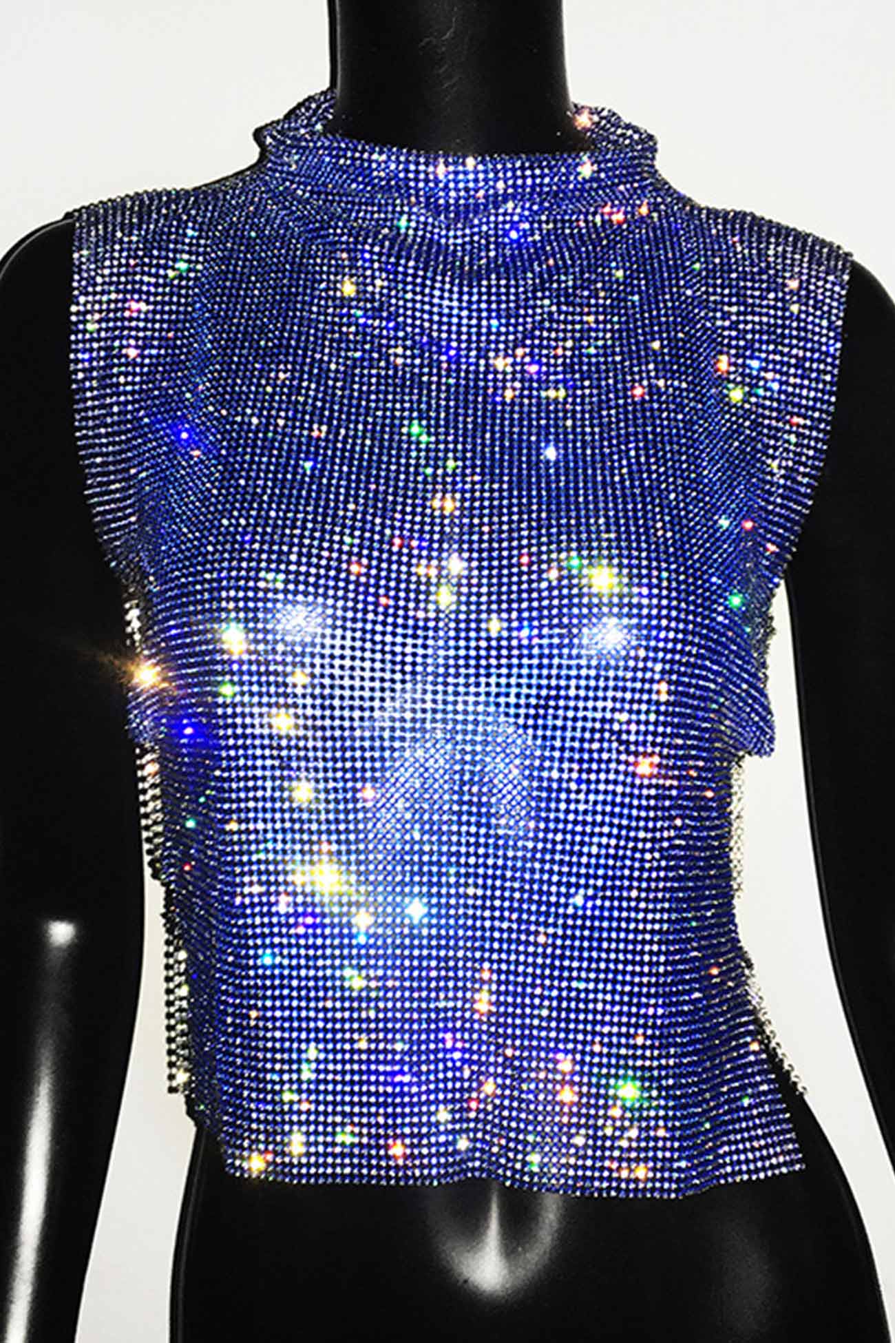 Rhinestone Mock Neck Tank Top