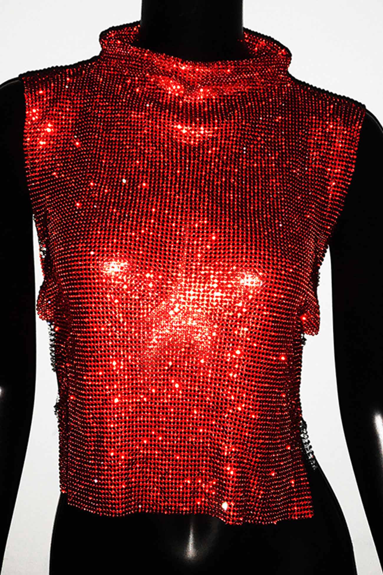 Rhinestone Mock Neck Tank Top