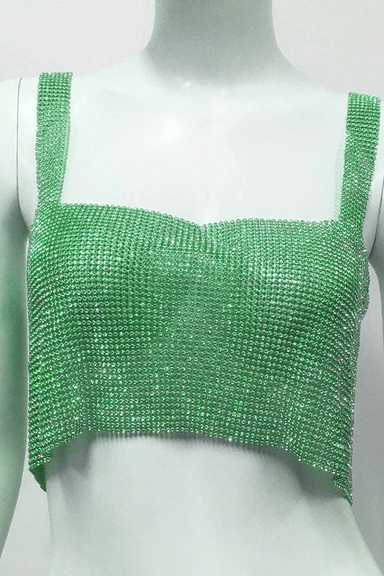 Rhinestone Square Neck Tank Top