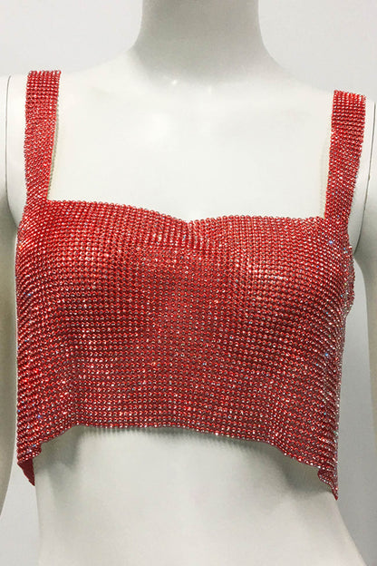 Rhinestone Square Neck Tank Top