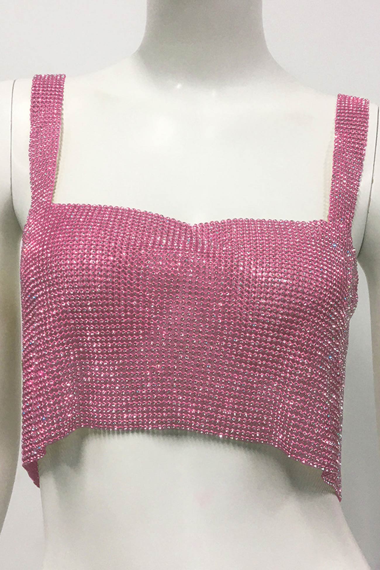 Rhinestone Square Neck Tank Top