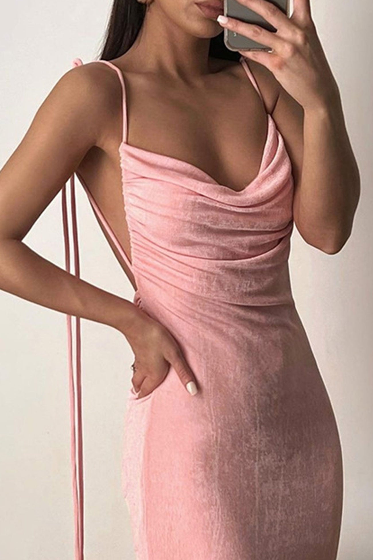 Ruched Strappy Backless Maxi Dress