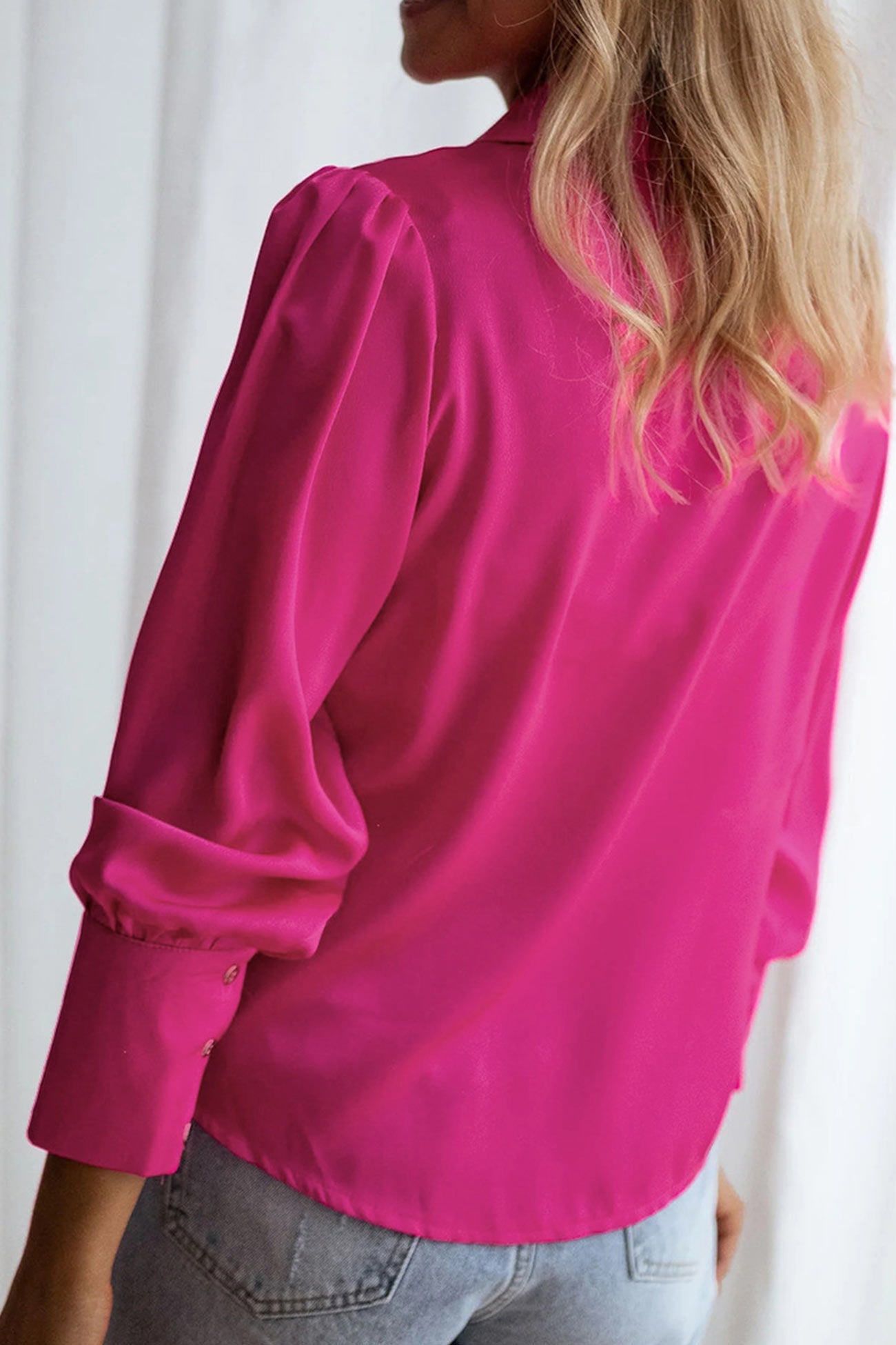 Satin Puff Sleeve Blouse Tops