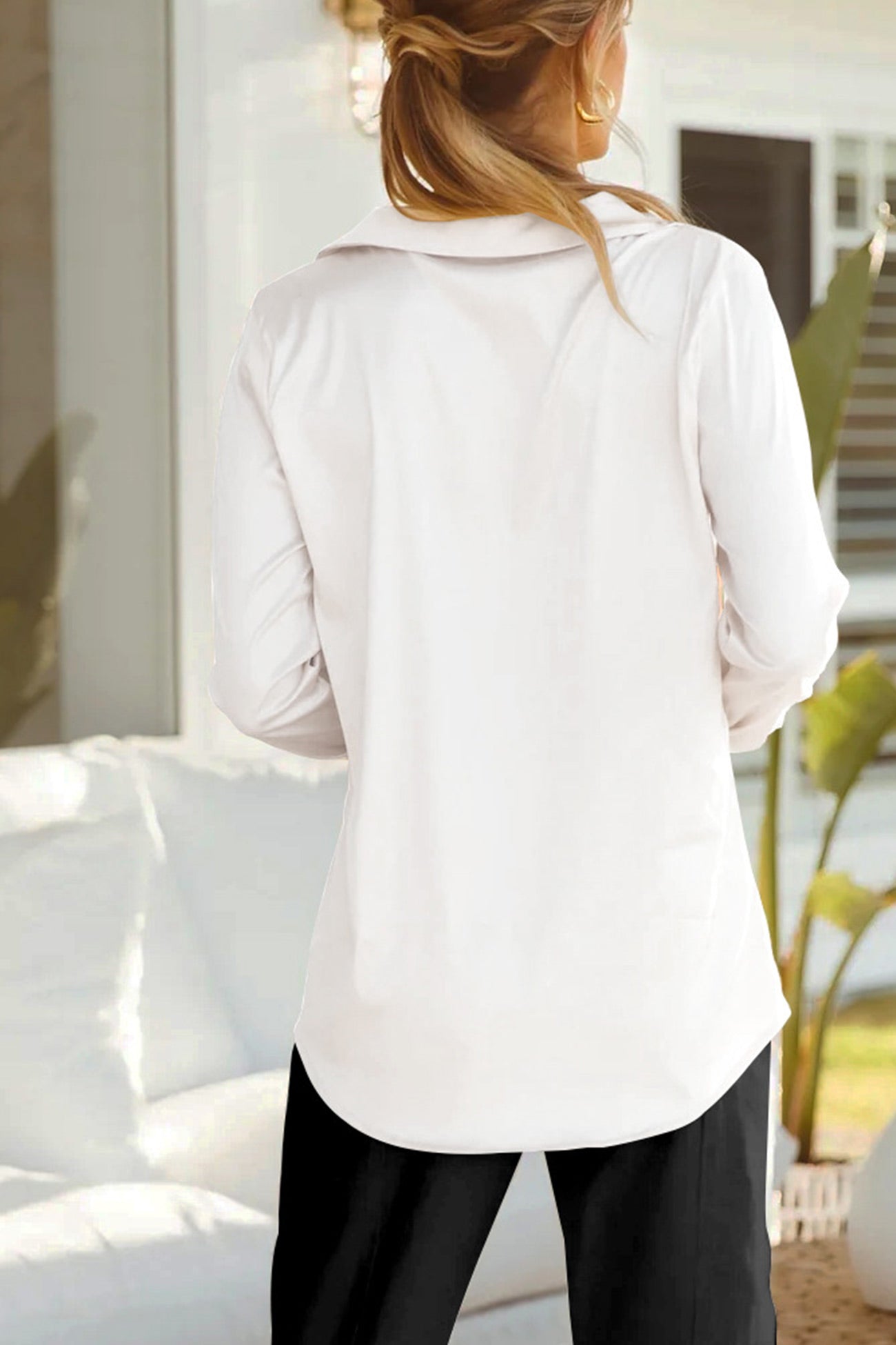 Satin Puff Sleeve Blouse Tops