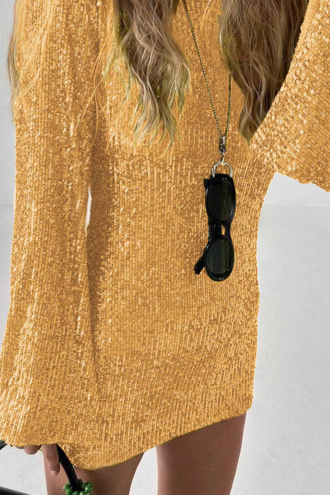 Sequins Flares Sleeve Dress