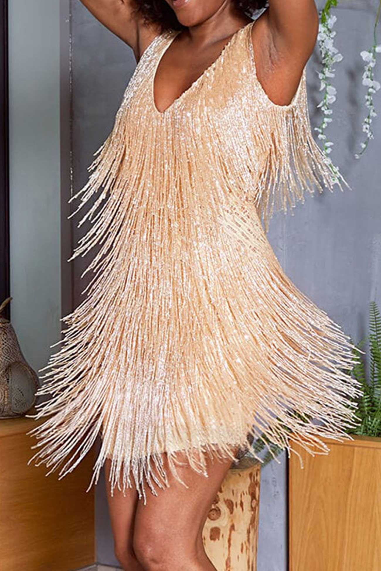 Sequins Tassel Tank Mini Dress