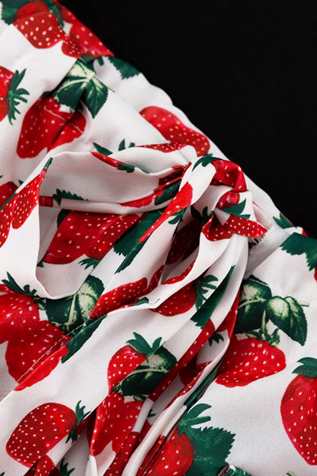 Strawberry Print Drop Shoulder Waisted Dress