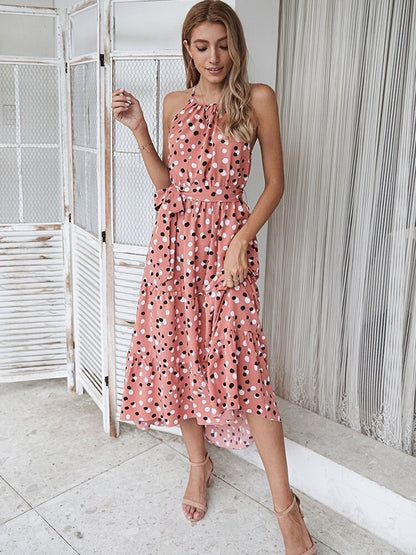 Priscilla Summer Polka-Dot Long Dress