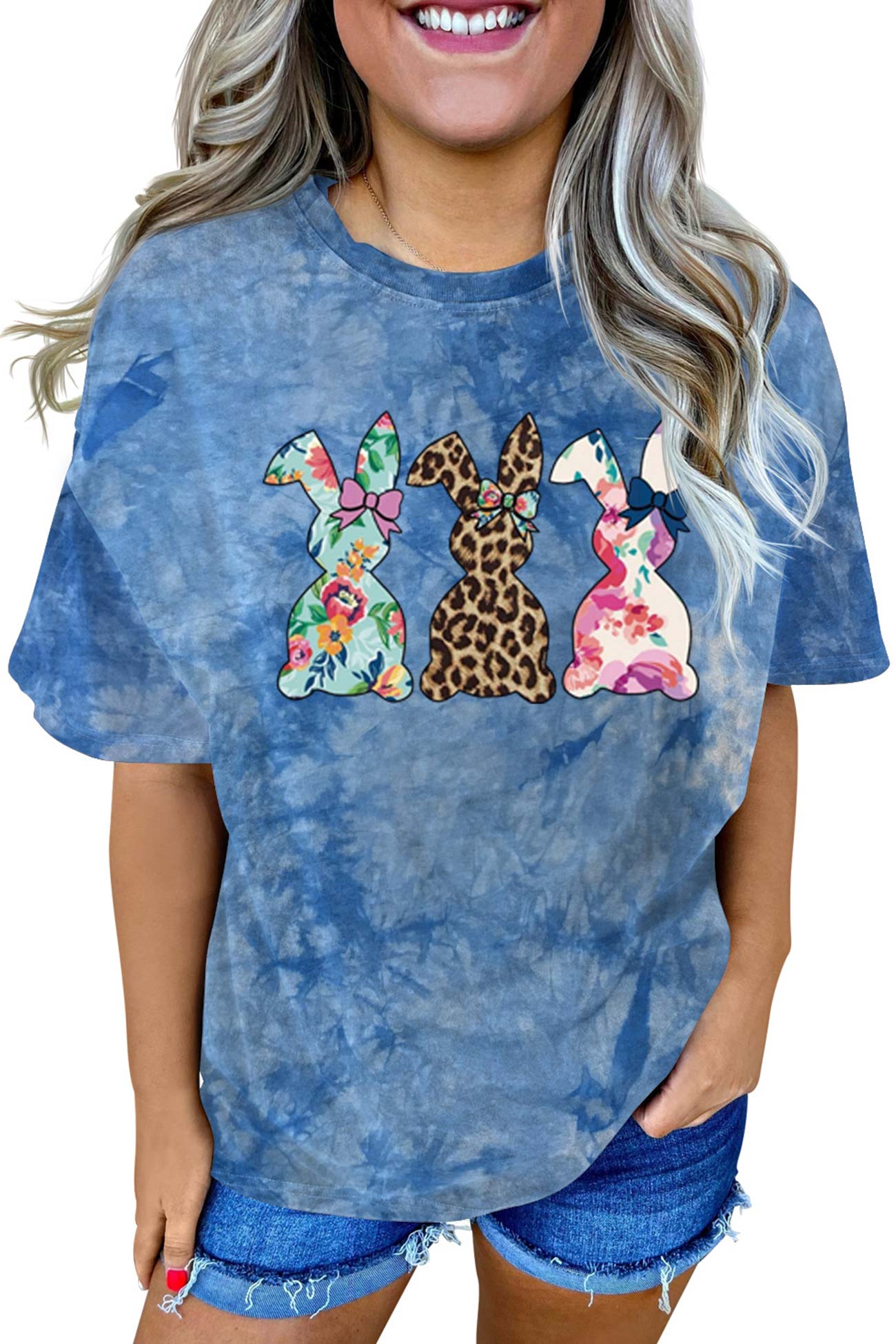 Tie-dyed Rabbit Graphic T-shirt