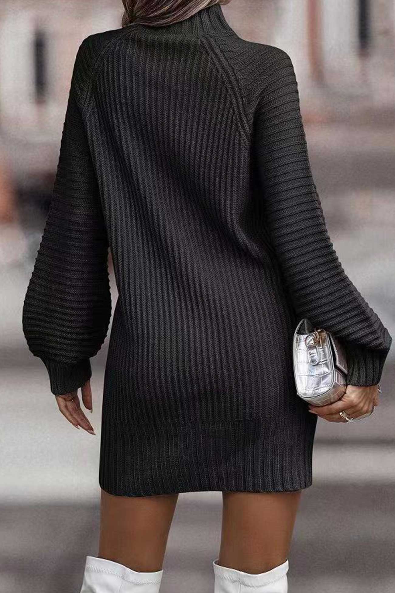 Turtleneck Solid Sweater Dress