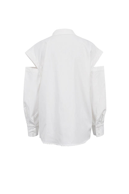 White Long Sleeve Cutout Blouse Tops