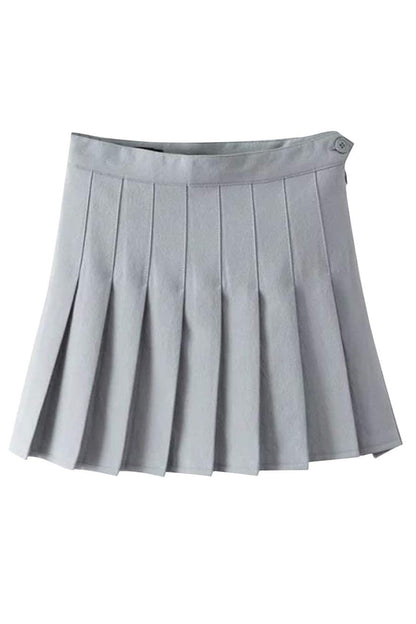 Slim High Waist Pleated Tennis Mini Skirts