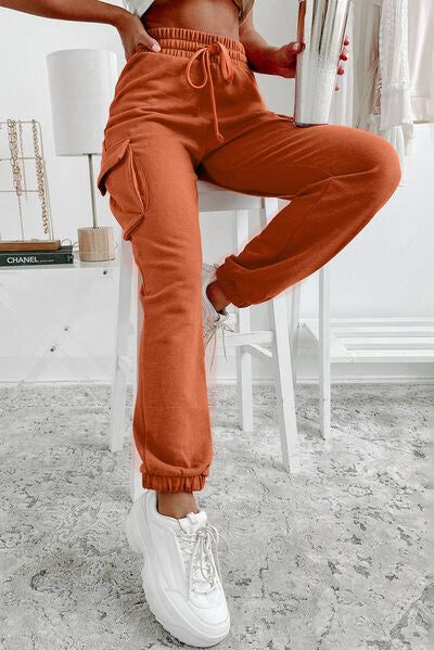 Elastic Waist Drawstring Joggers with Pockets