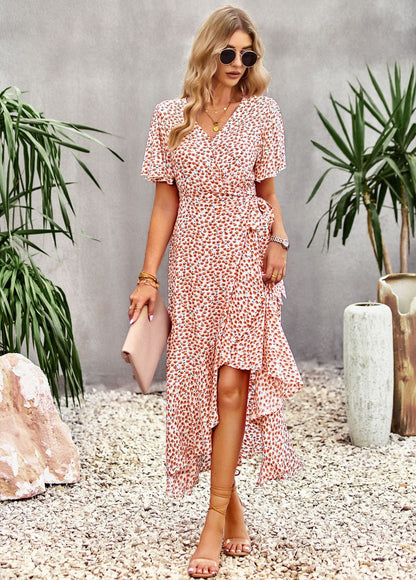 Joanna Floral Print A-line Split Summer Midi Dress