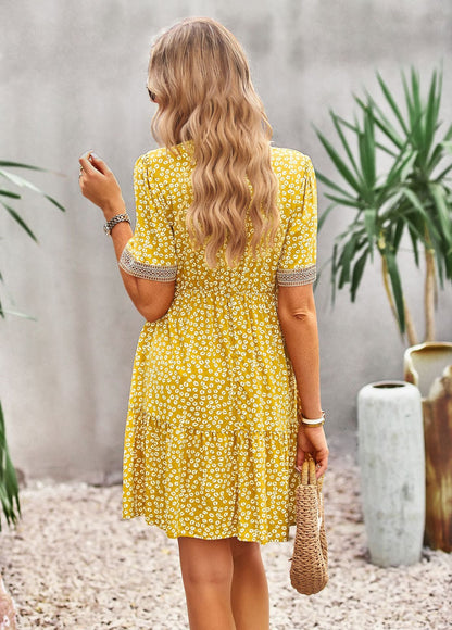 Maria Boho Floral Print Summer Midi Dress