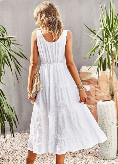 Sue A-line Sleeveless Summer Midi Dress