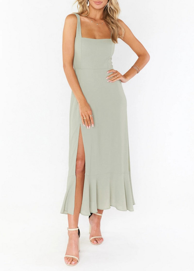 Alexa A Line Spaghetti Strap Maxi Dress