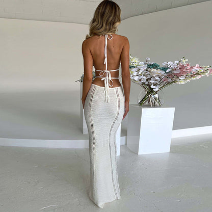 Karen Hollow Out Halter Backless Maxi Dress