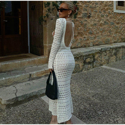 Helen Hollow Out Backless Knitted Maxi Dress