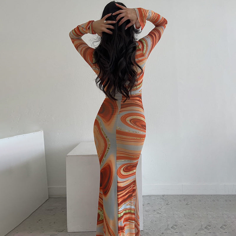 Patricia V Neck Print Maxi Dress